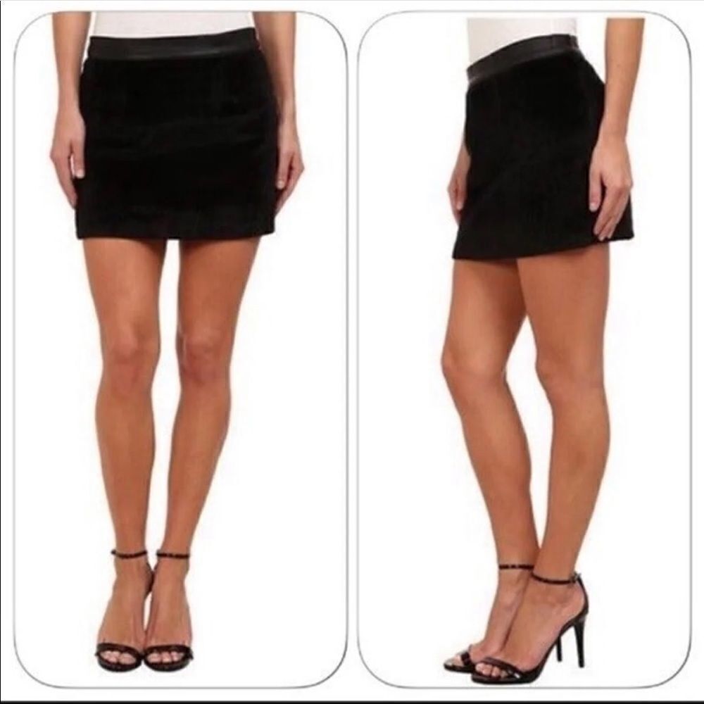 Sam Edelman faux black pony hair skirt 8